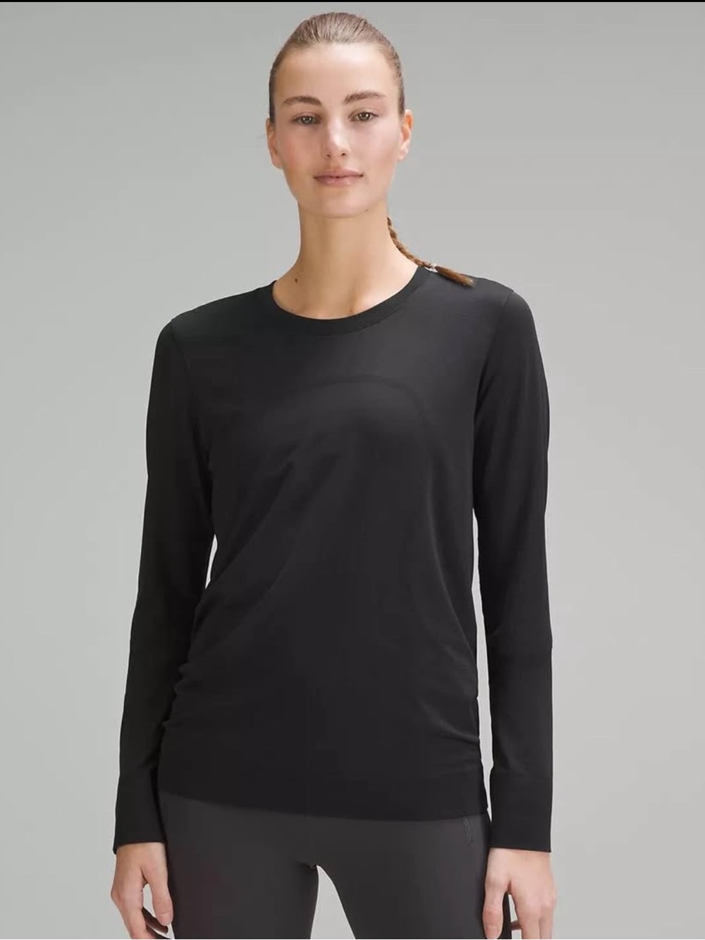 Lulu Lemon Black Long-Sleeve Crewneck Top